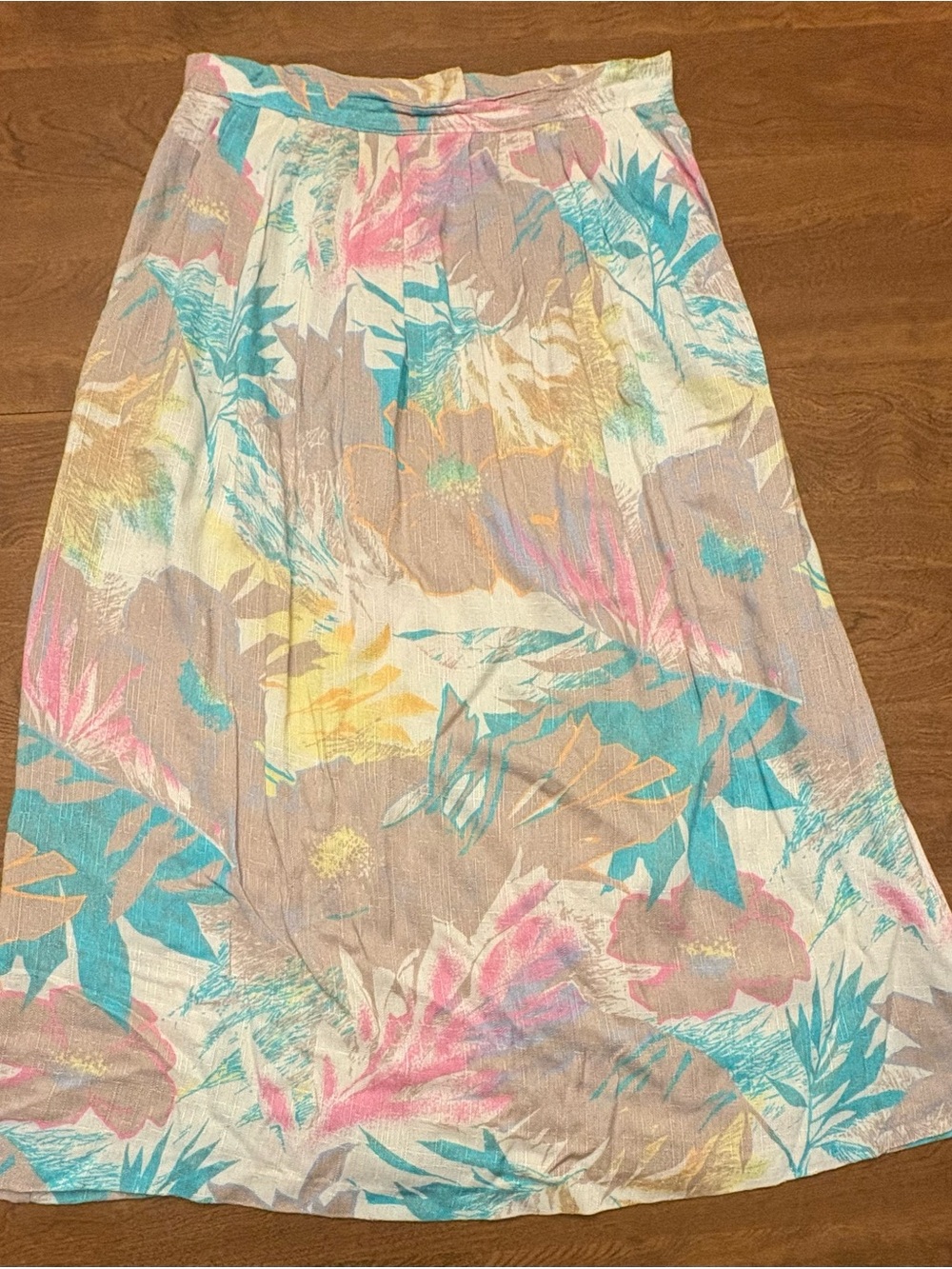 Vintage Danielle B Pastel Tropical Floral Maxi Skirt Pockets Size S 27